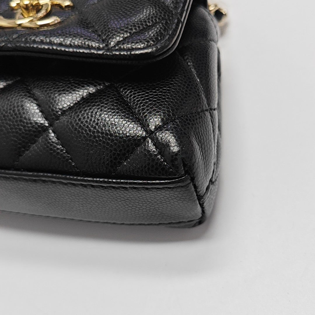 COCO HANDLE Super Mini Quilted Grained Calfskin Black