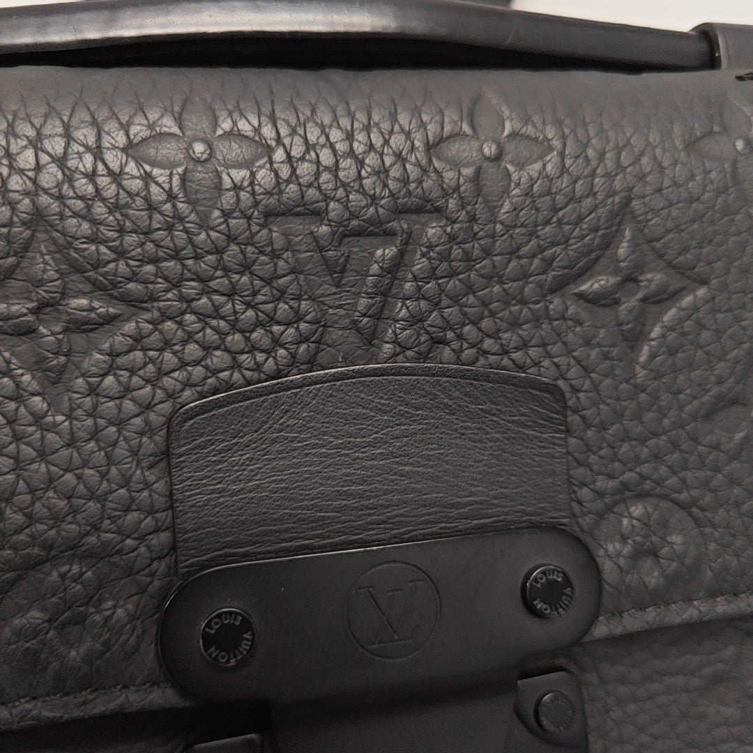S LOCK Monogram Calfskin Black