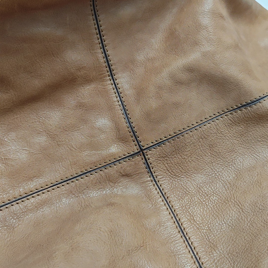 Calfskin Top Handle Bag Brown