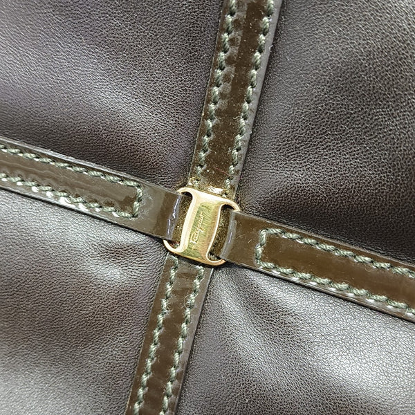 Quilted Calfskin Top Handle Bag Brown