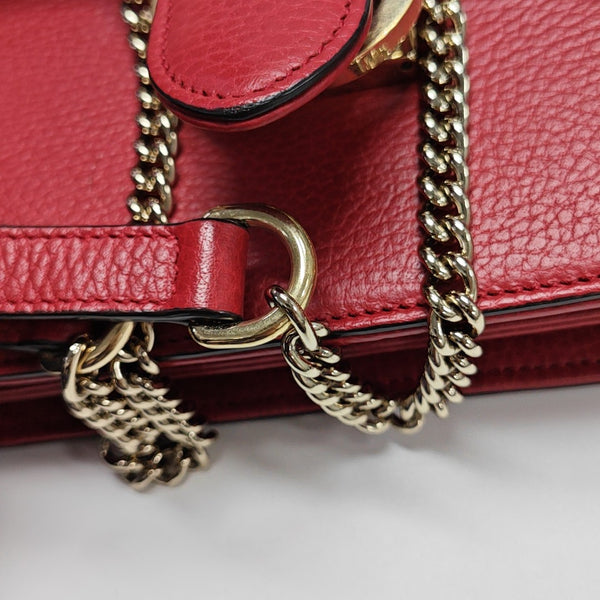 Interlocking G Small Calfskin Red
