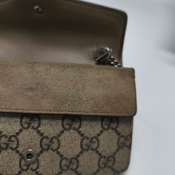 Dionysus Super Mini Monogram Coated Canvas Beige