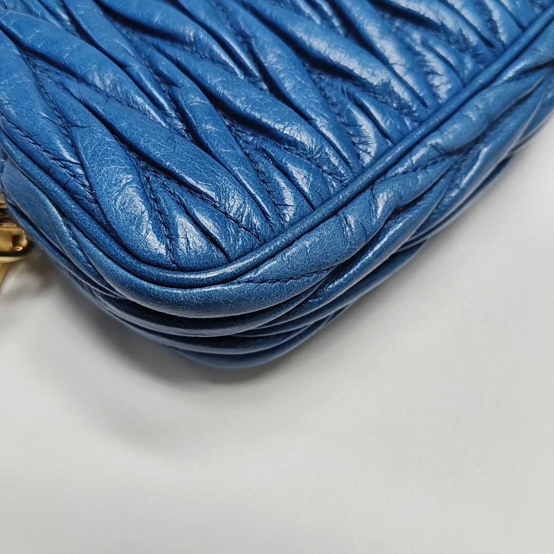 Quilted Lambskin Top Handle Bag Blue