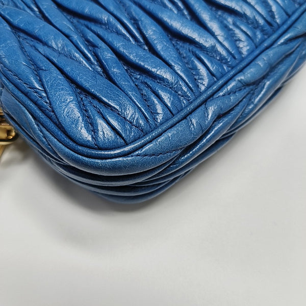 Quilted Lambskin Top Handle Bag Blue