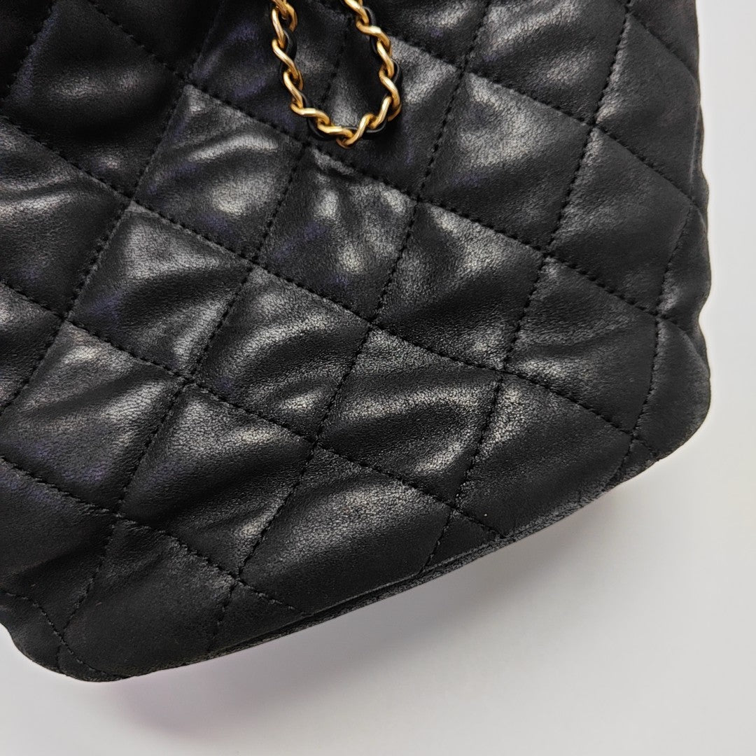 DRAWSTRING Quilted Lambskin Black
