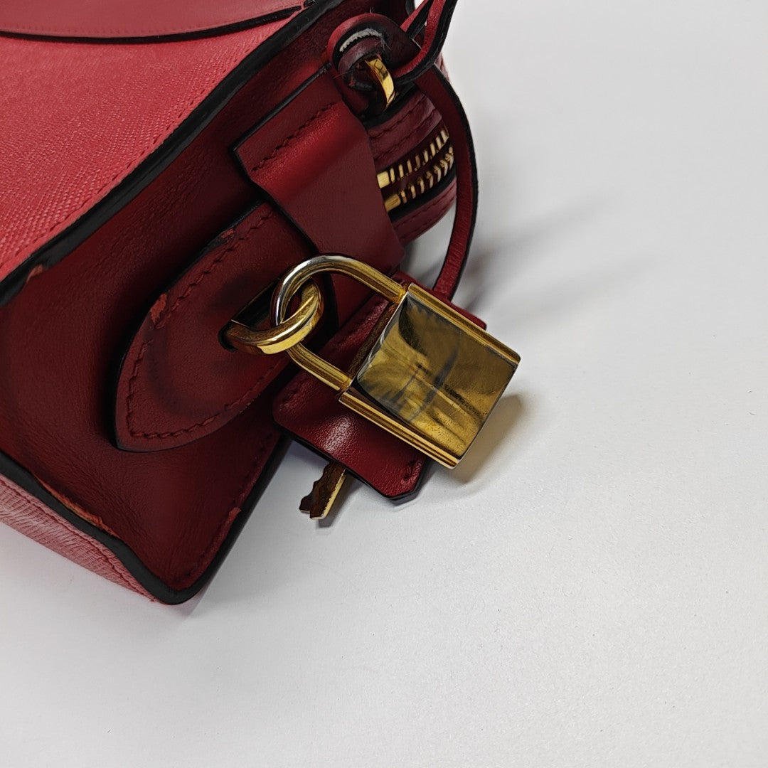 Saffiano Calfskin Shoulder Bag Red