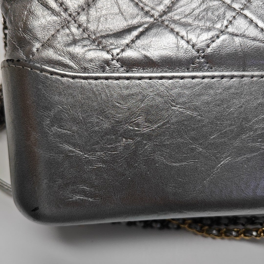 GABRIELLE Medium Quilted Calfskin Silver