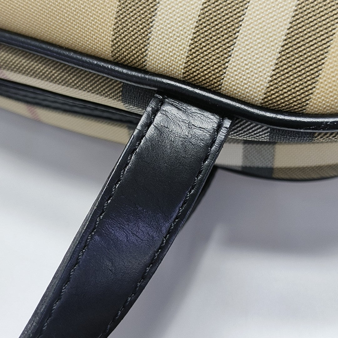Coated Canvas Top Handle Bag Beige