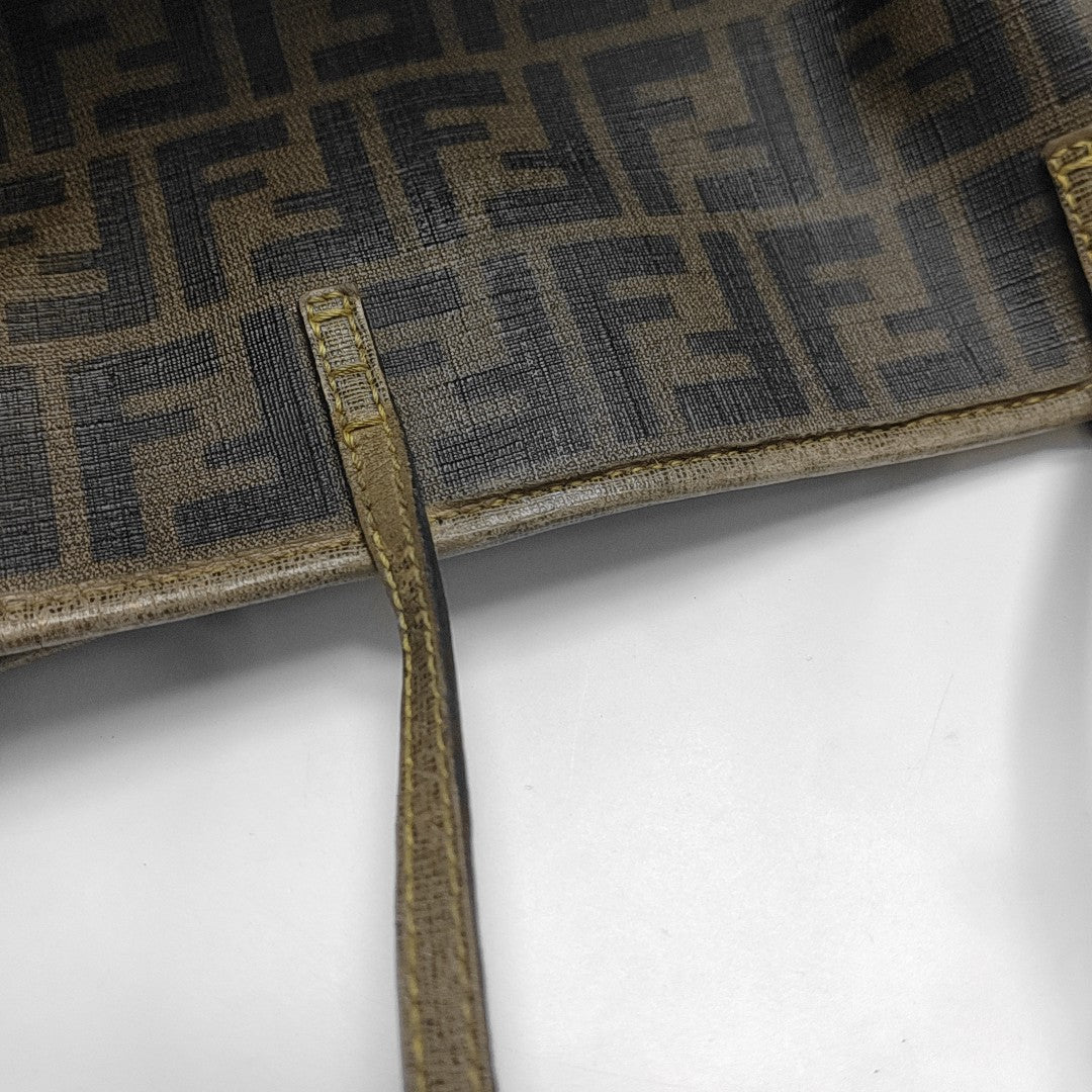 Coated Canvas Tote Bag Brown