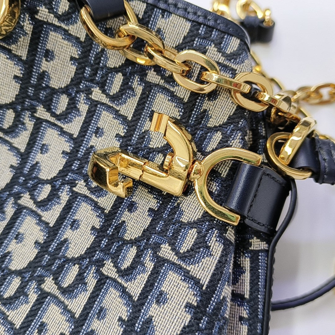 C'est Dior Medium Oblique Canvas Blue