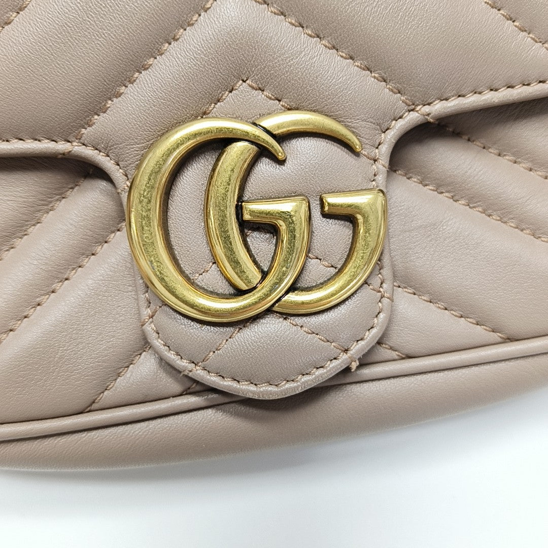 GG Marmont Mini Quilted Calfskin Beige