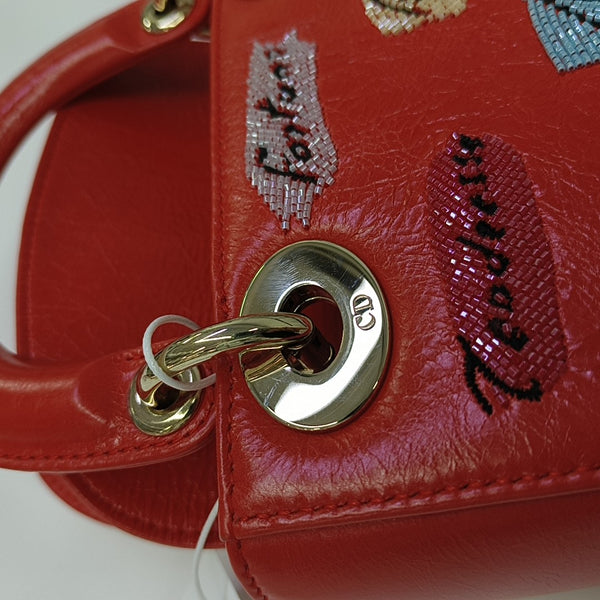 Lady Dior Mini Lambskin Red