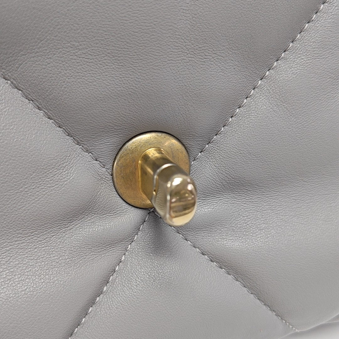 CHANEL 19 Small Quilted Lambskin Gray