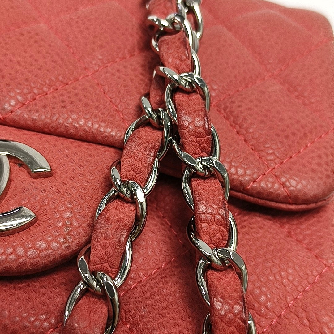 CLASSIC FLAP Mini Quilted Grained Calfskin Red