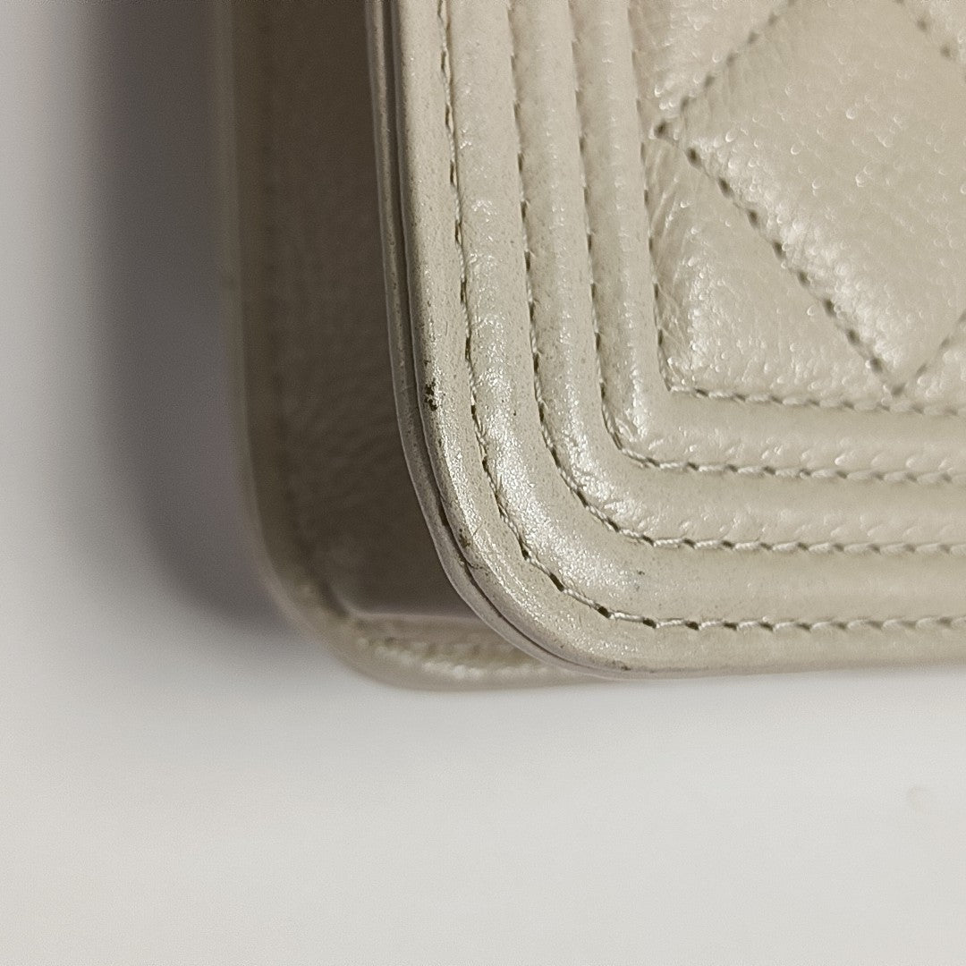 BOY CHANEL Mini Quilted Calfskin Beige