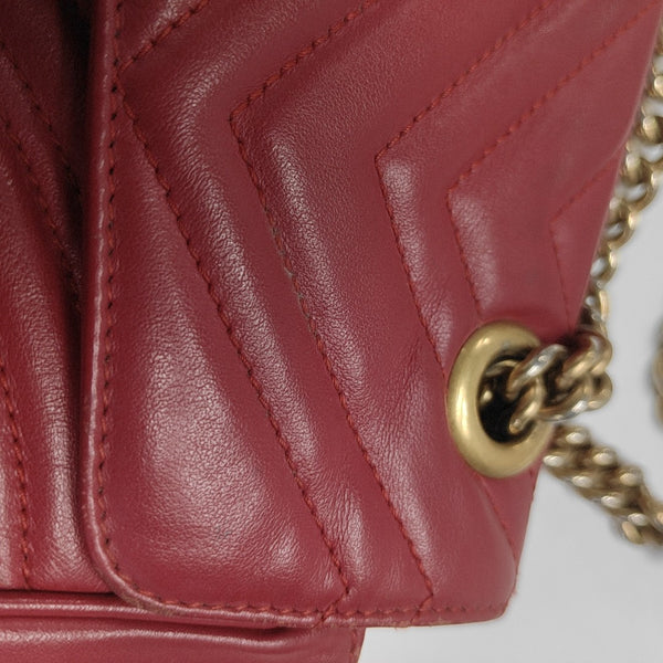 GG Marmont Medium Quilted Calfskin Red
