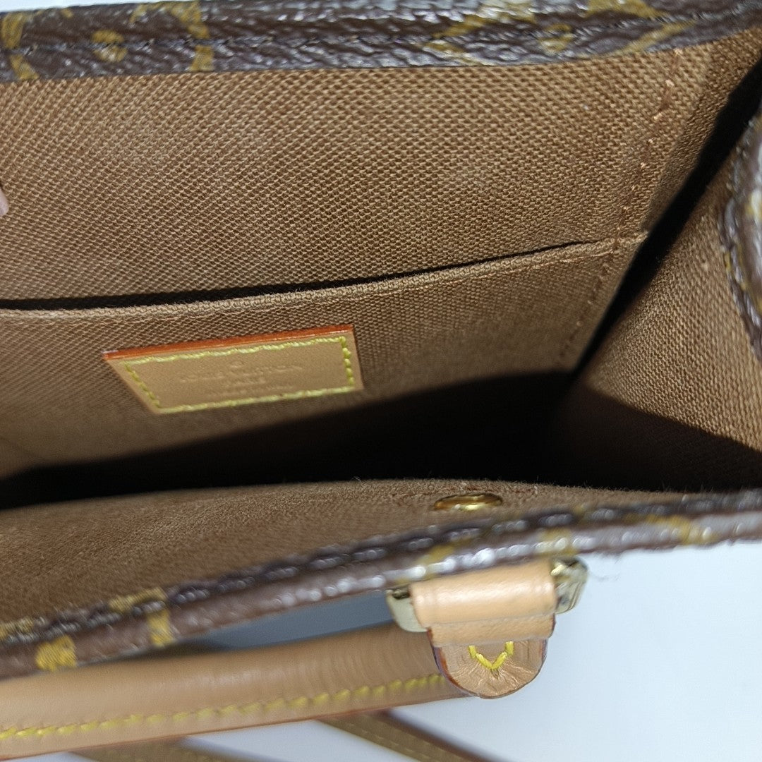 SAC PLAT Mini Monogram Coated Canvas Brown