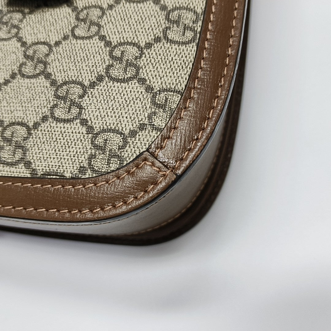 Horsebit 1955 Medium Monogram Coated Canvas Beige