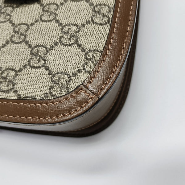 Horsebit 1955 Medium Monogram Coated Canvas Beige