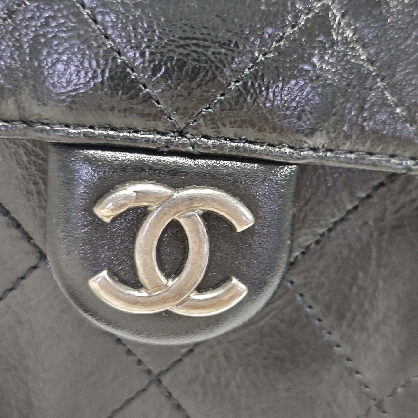 Quilted Calfskin Backpack Black