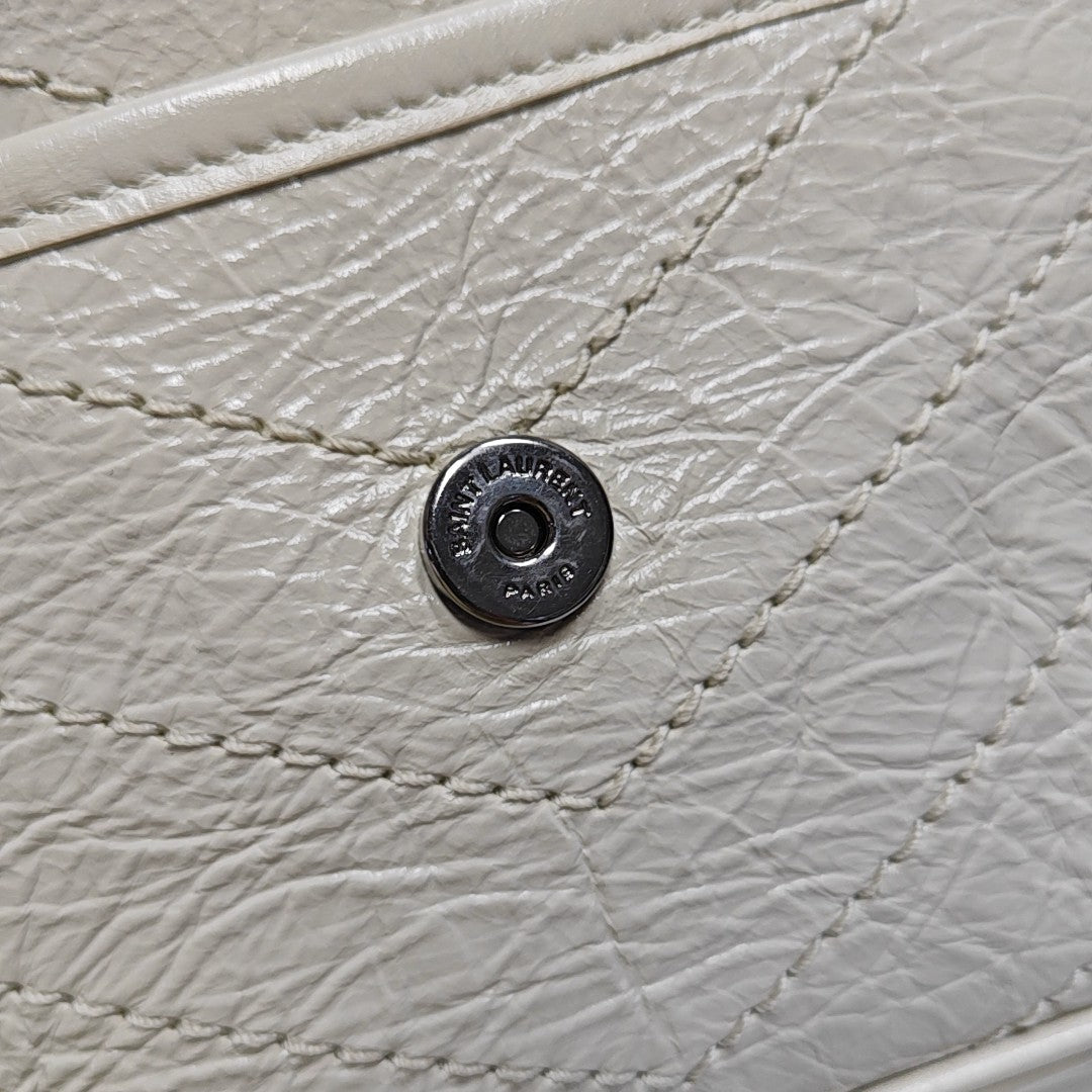 NIKI Small Chevron Calfskin White