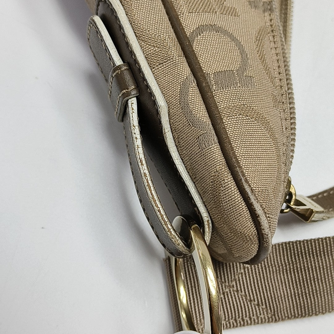 Coated Canvas Top Handle Bag Brown