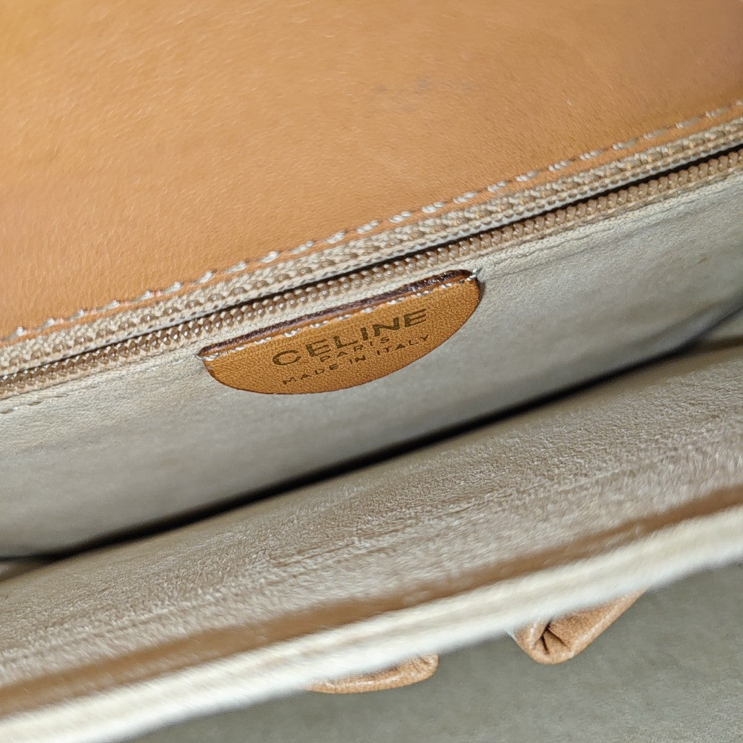 Coated Canvas Shoulder Bag Beige