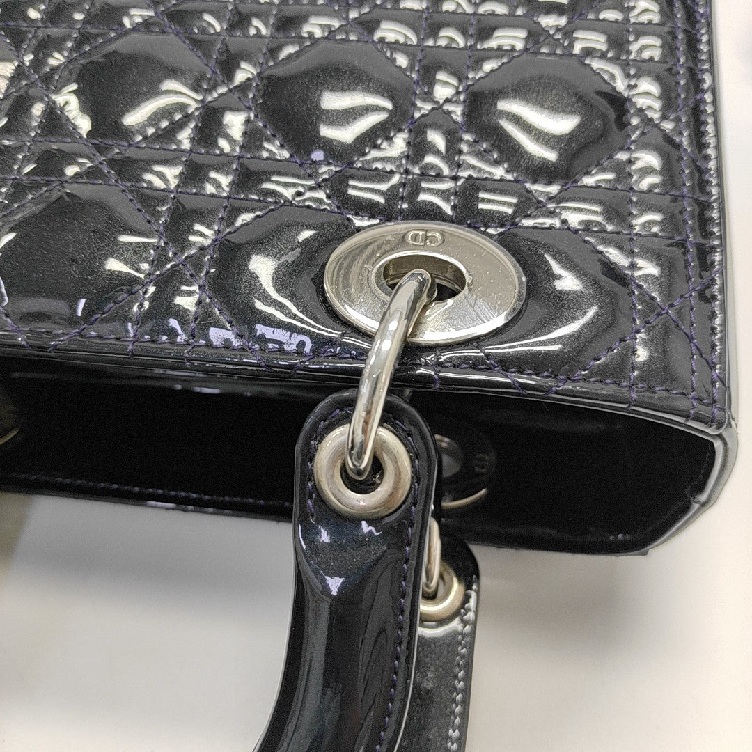 Lady Dior Medium Cannage Patent Leather Purple