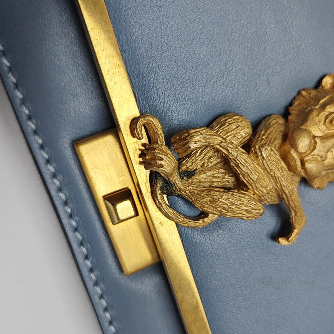 Calfskin Top Handle Bag Blue