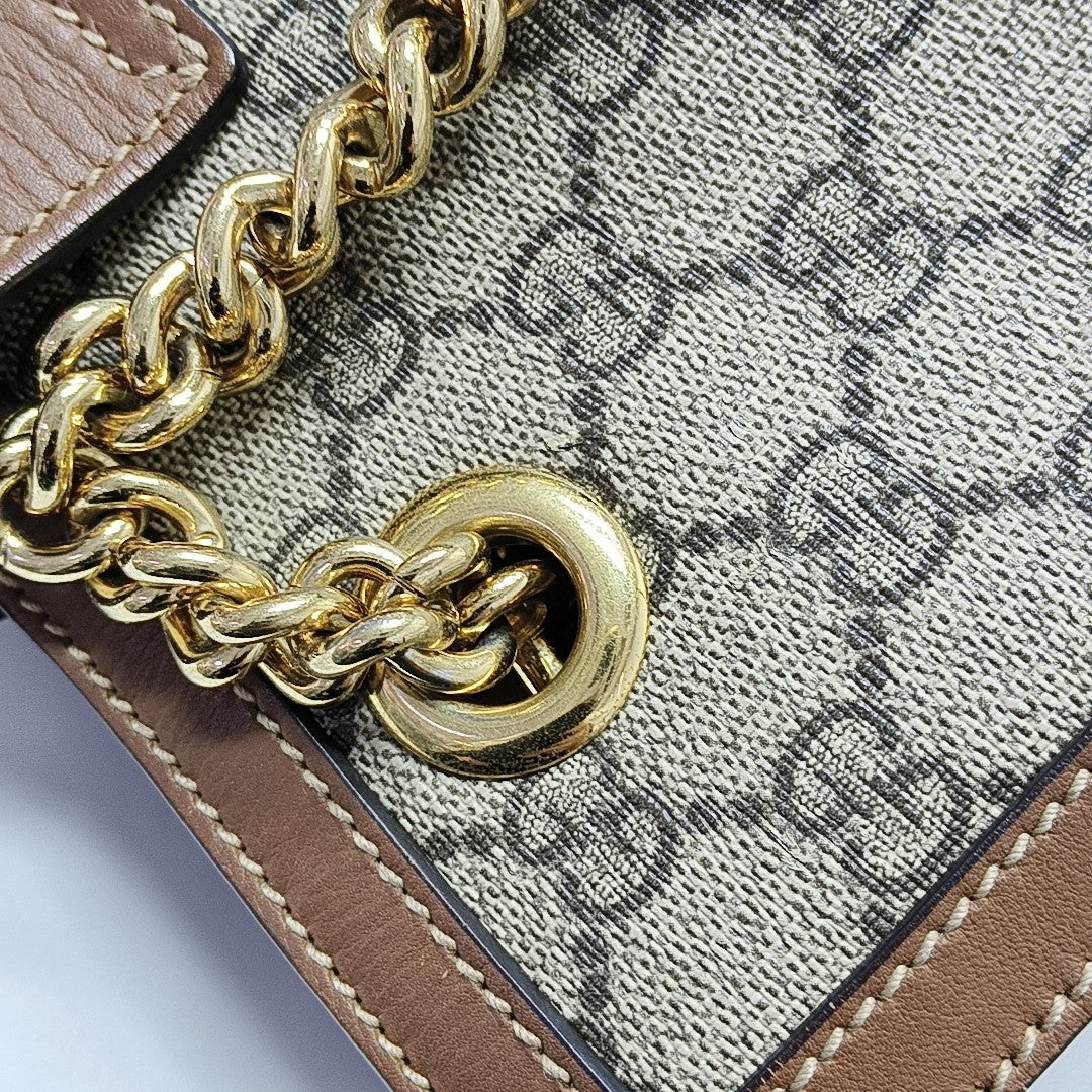 Padlock Small Monogram Coated Canvas Beige