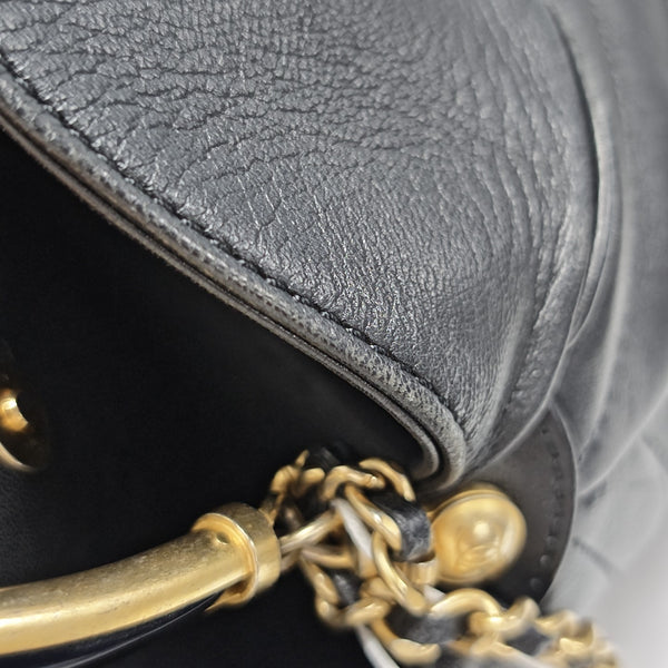 Quilted Calfskin Bucket Bag Black