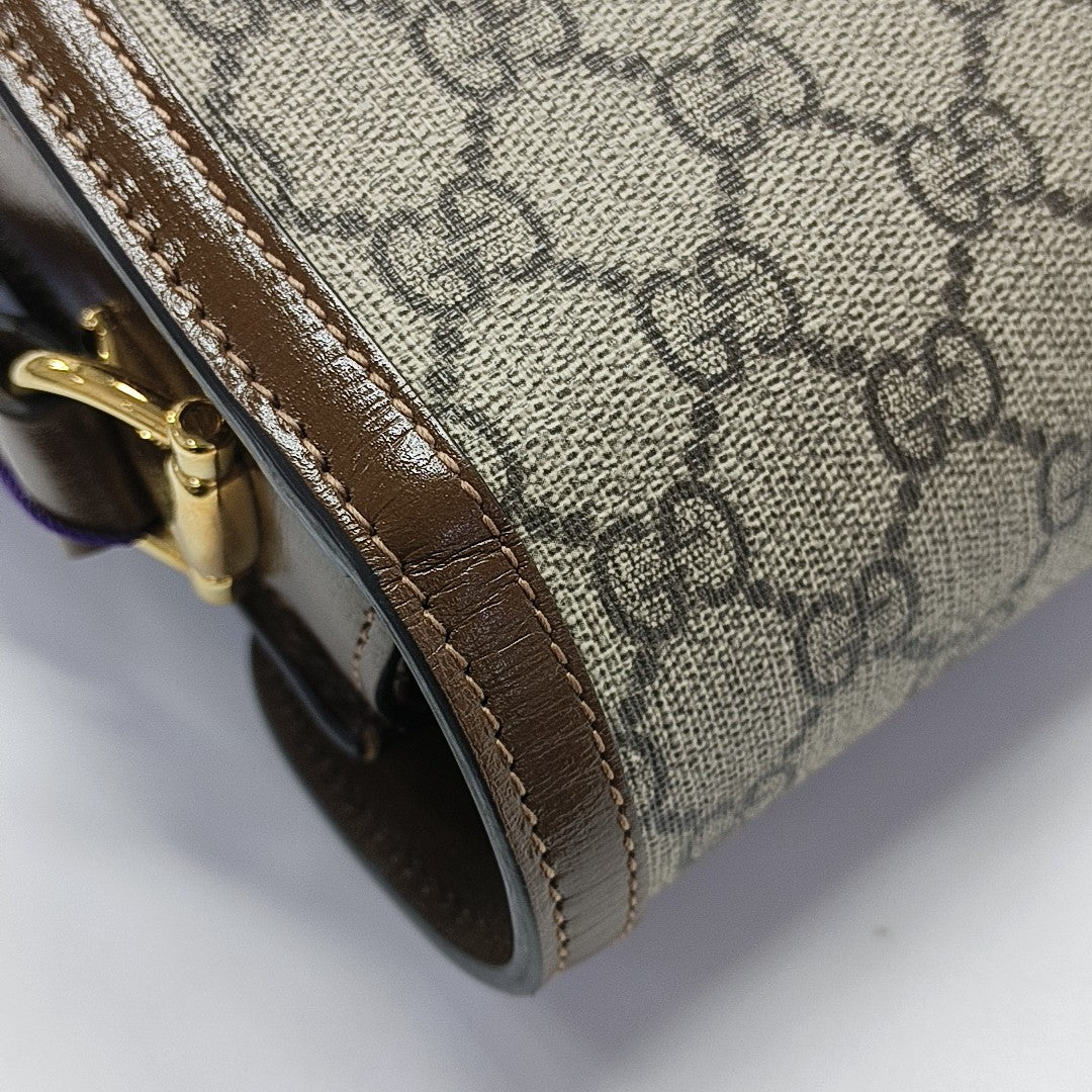 Horsebit 1955 Medium Monogram Coated Canvas Beige