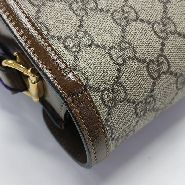 Horsebit 1955 Medium Monogram Coated Canvas Beige