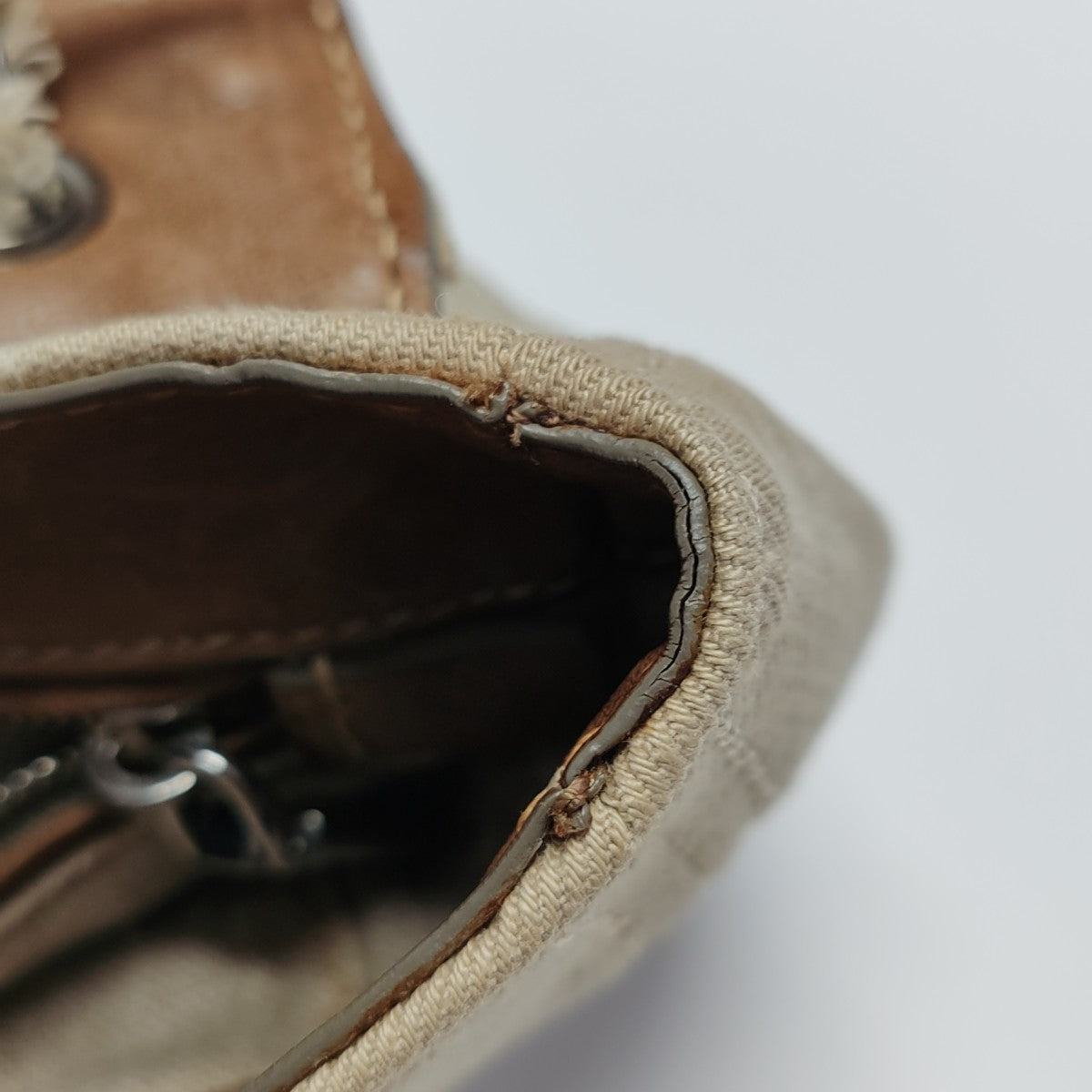 Denim Shoulder Bag Beige