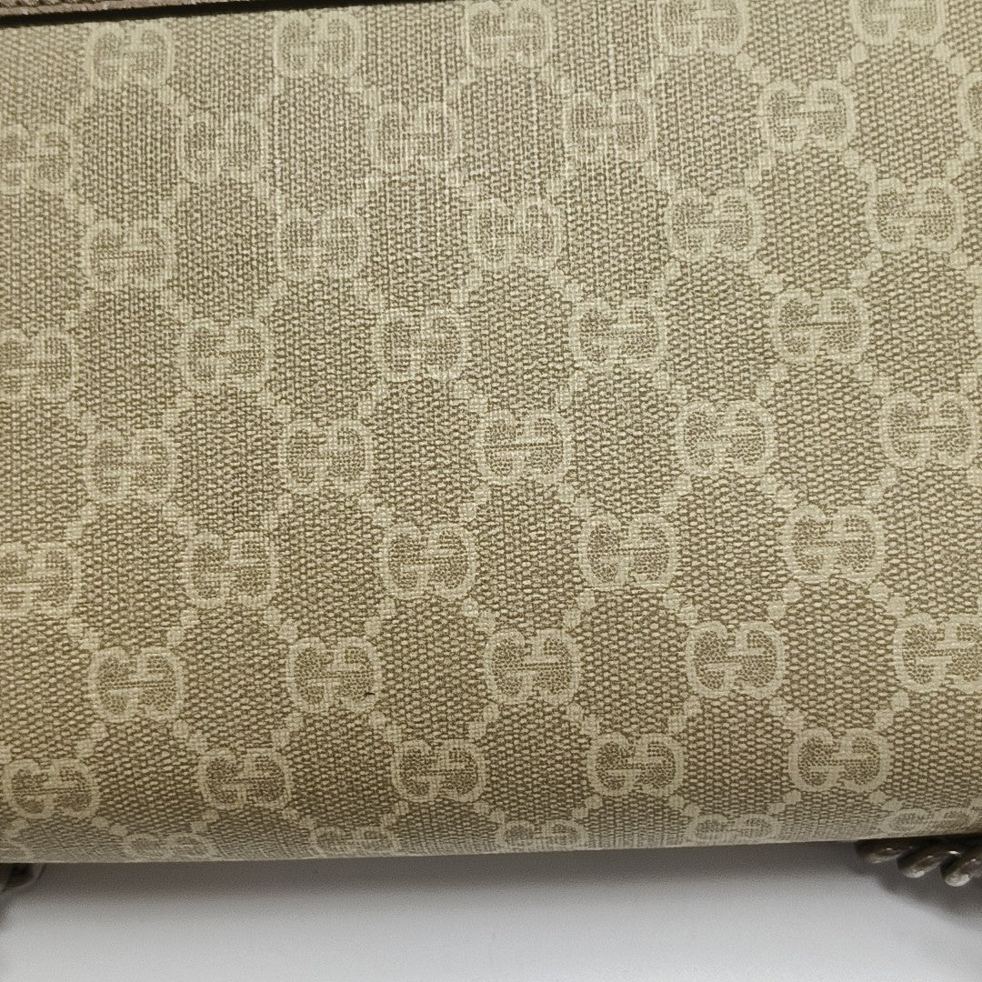 Dionysus Small Monogram Coated Canvas Beige