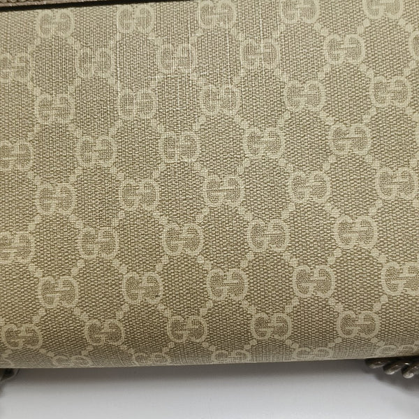 Dionysus Small Monogram Coated Canvas Beige