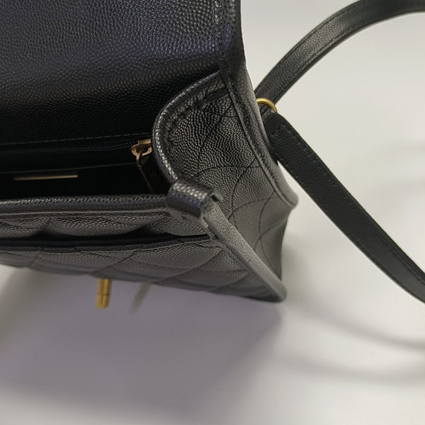 Quilted Grained Calfskin Backpack Black