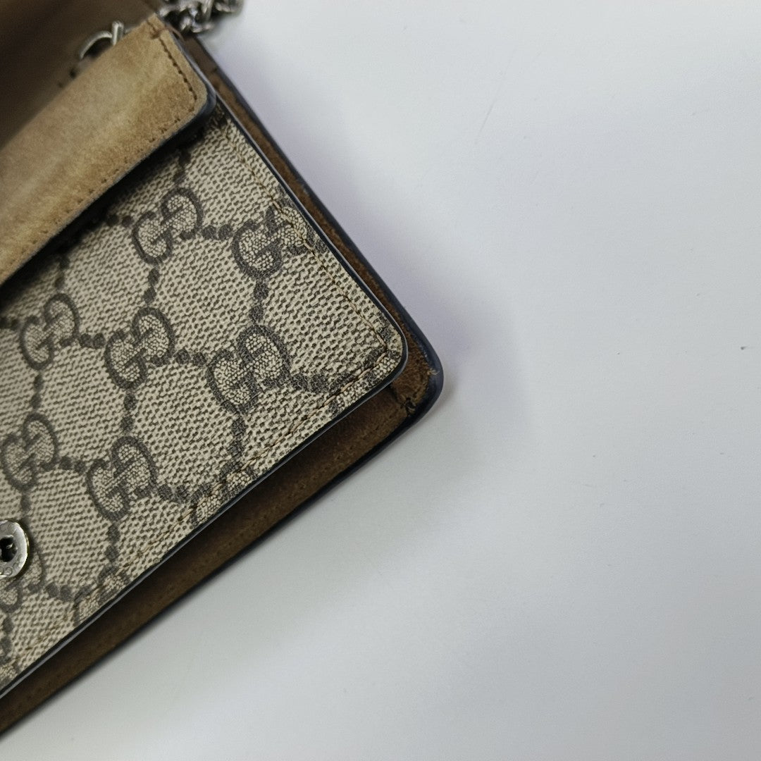 Dionysus Super Mini Monogram Coated Canvas Beige