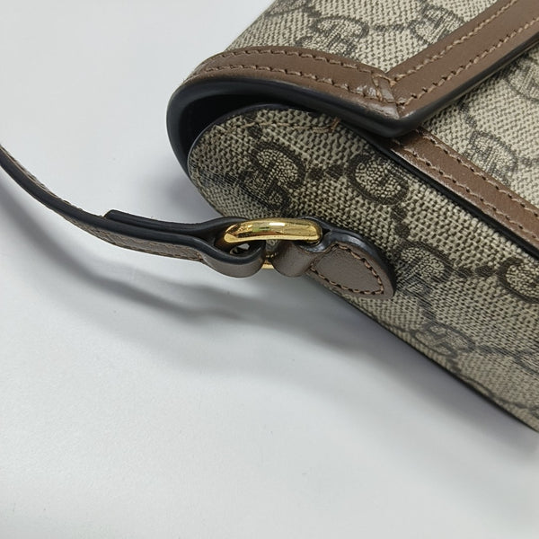 Authenticated pre-owned  Horsebit 1955 Mini Monogram Coated Canvas Beige - Shoulder Bag at Looply