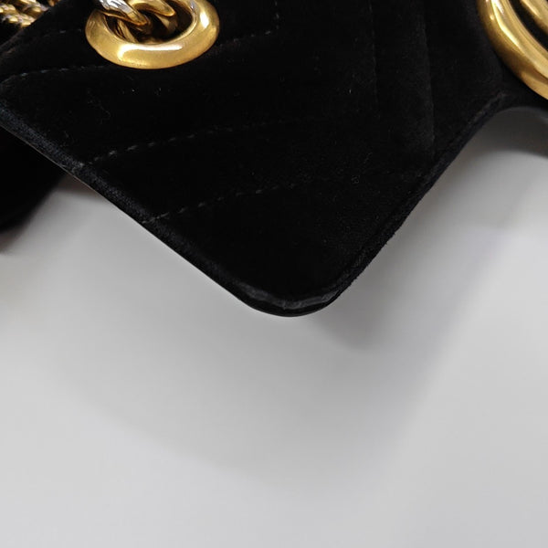 GG Marmont Small Quilted Velvet Black