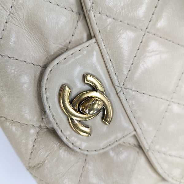 Quilted Calfskin Shoulder Bag Beige