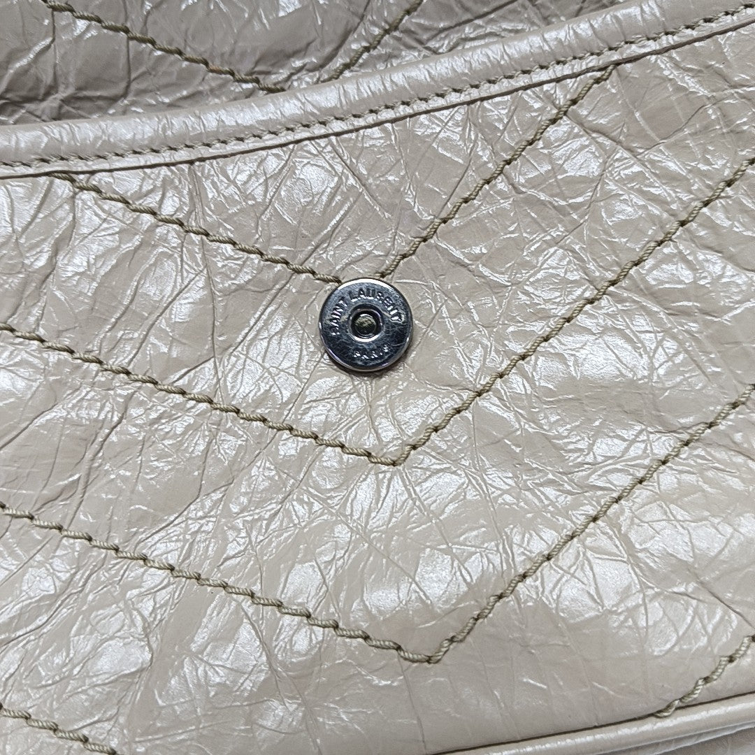 NIKI Small Chevron Calfskin Beige