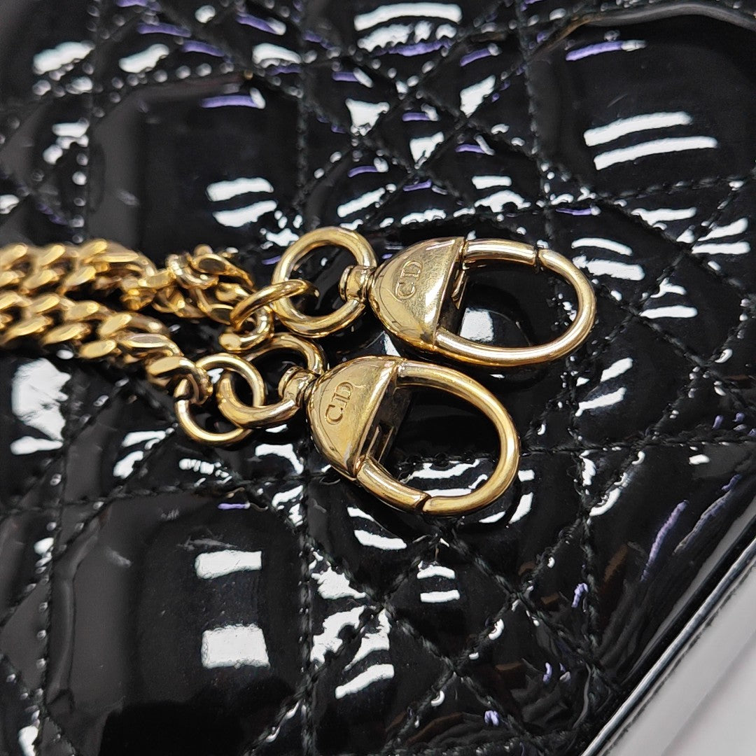 Lady Dior Mini Cannage Patent Leather Black