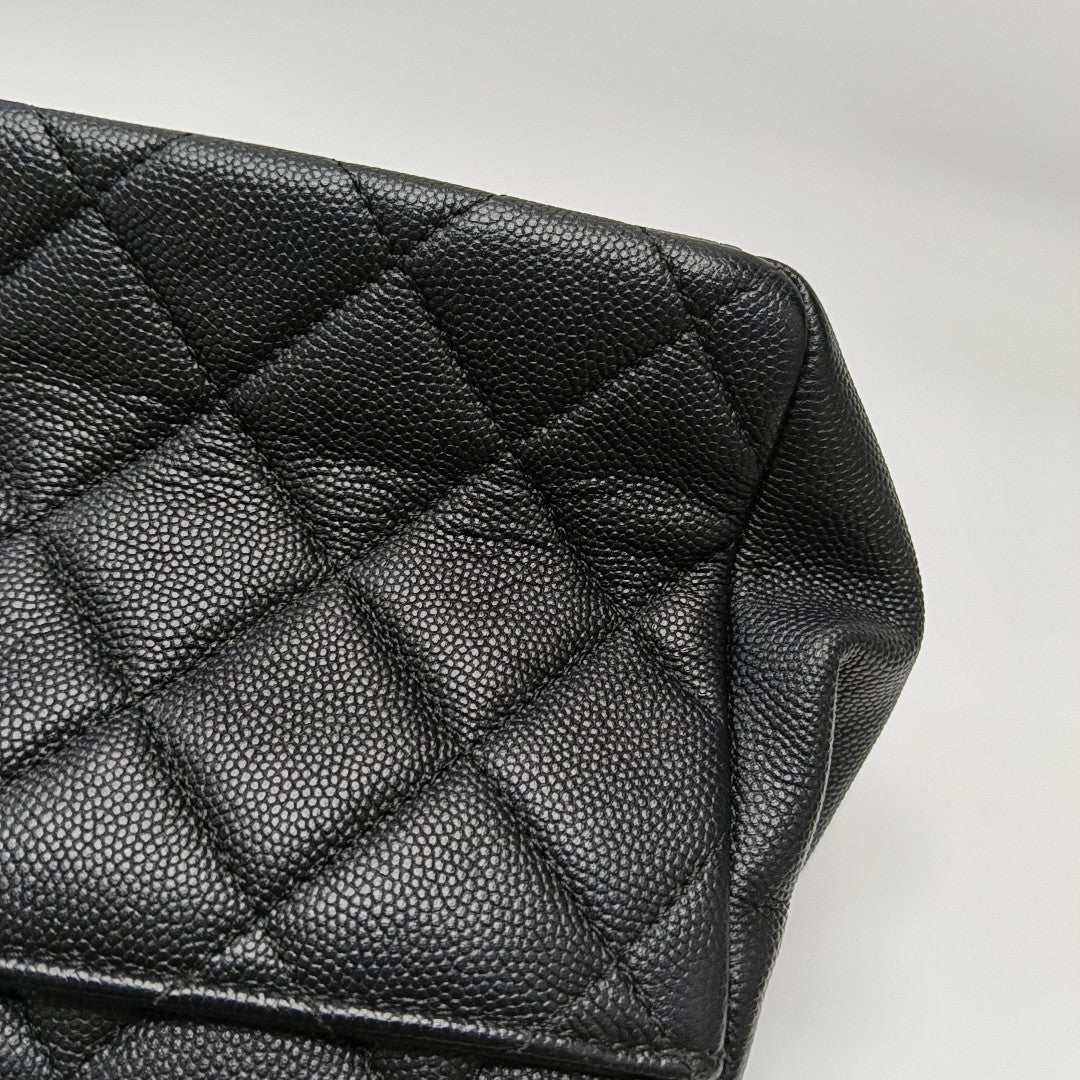 BUSINESS AFFINITY Small Quilted Grained Calfskin Black