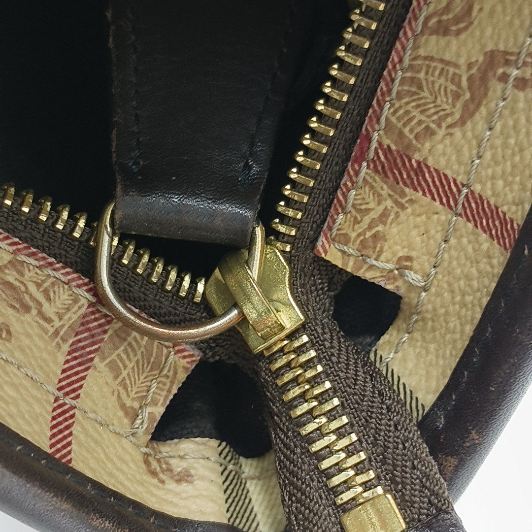 Coated Canvas Shoulder Bag Beige