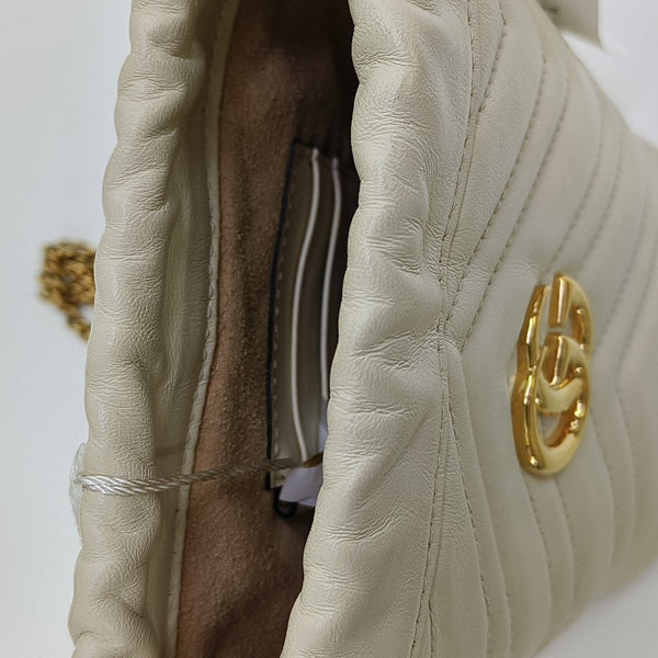 GG Marmont Mini Quilted Calfskin White
