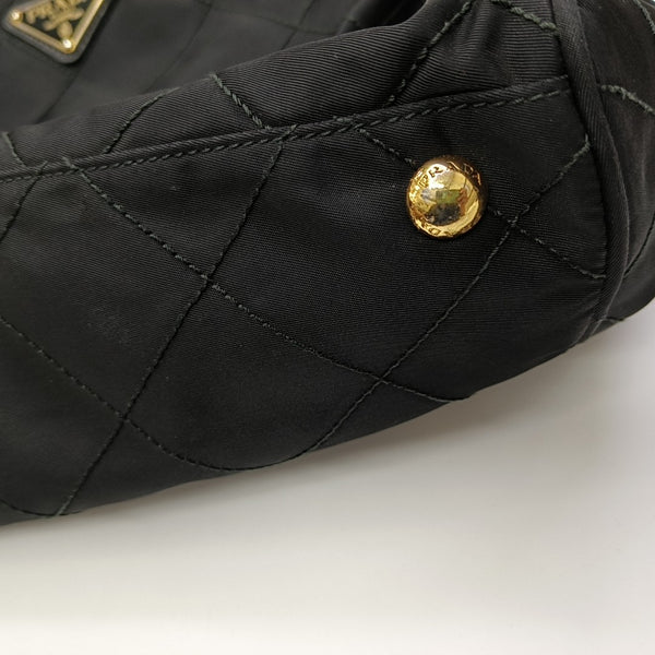 Chain Tote Quilted Nylon Black