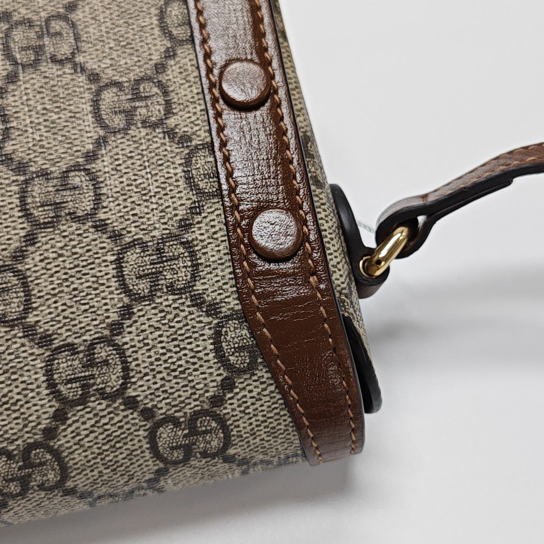 Horsebit 1955 Mini Monogram Coated Canvas Beige