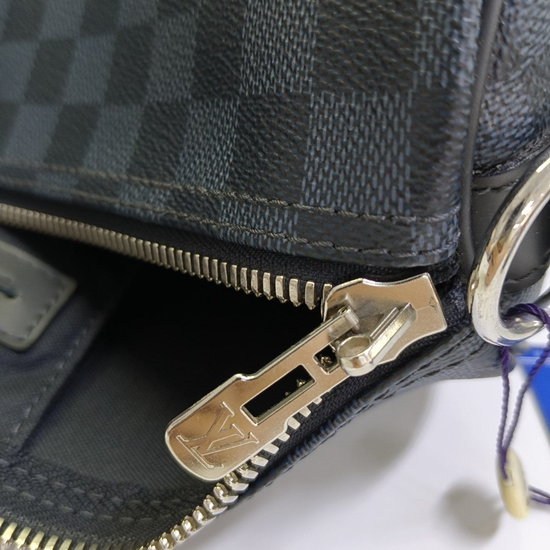 KEEPALL 45 Damier Coated Canvas Blue