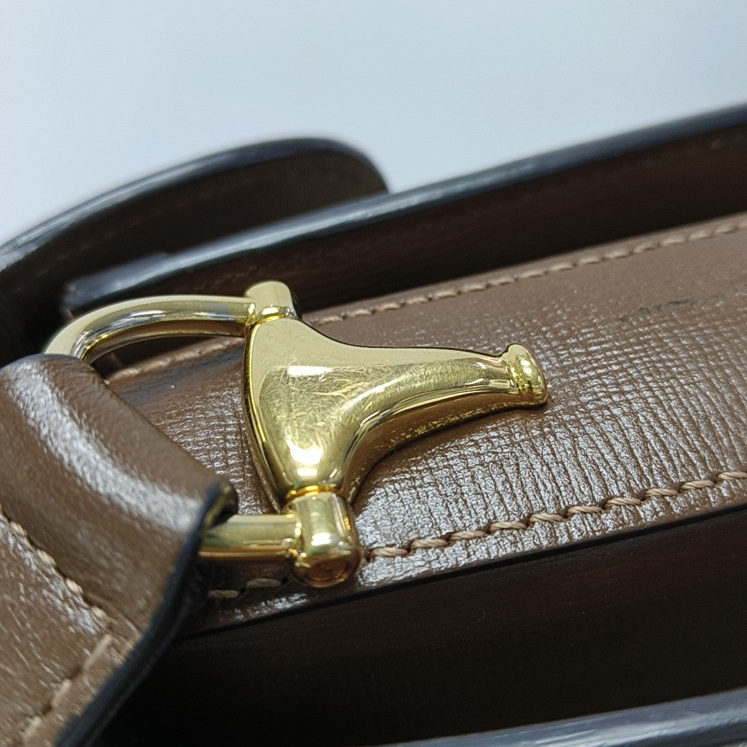 Horsebit 1955 Medium Monogram Coated Canvas Beige